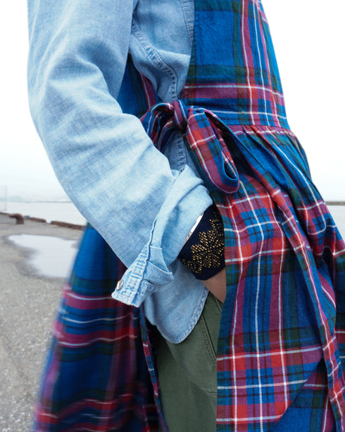 <販売開始 9月19日 金曜日 21:00 〜> INDIGO Tartan Apron Dress / Red・Blue